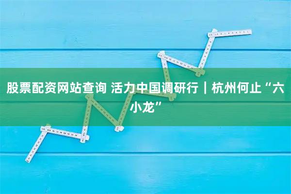 股票配资网站查询 活力中国调研行｜杭州何止“六小龙”